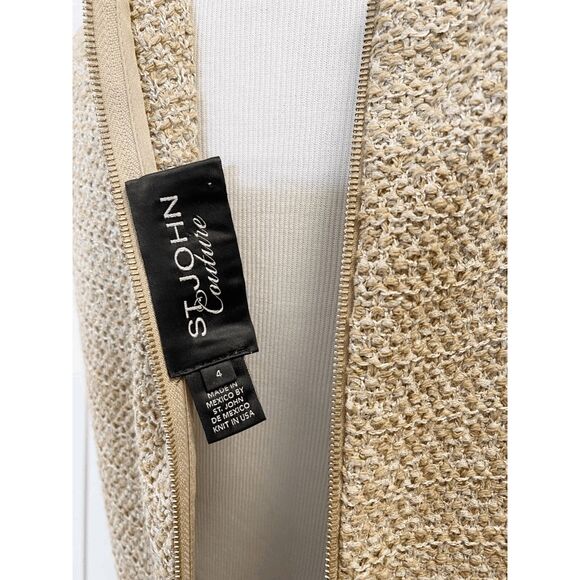 St John Couture Boucle Knit Sleeveless Dress Brown Black 4 Color Block - Picture 4 of 6